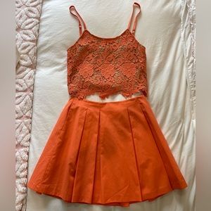 Alice and Olivia Orange Top and Skirt Set